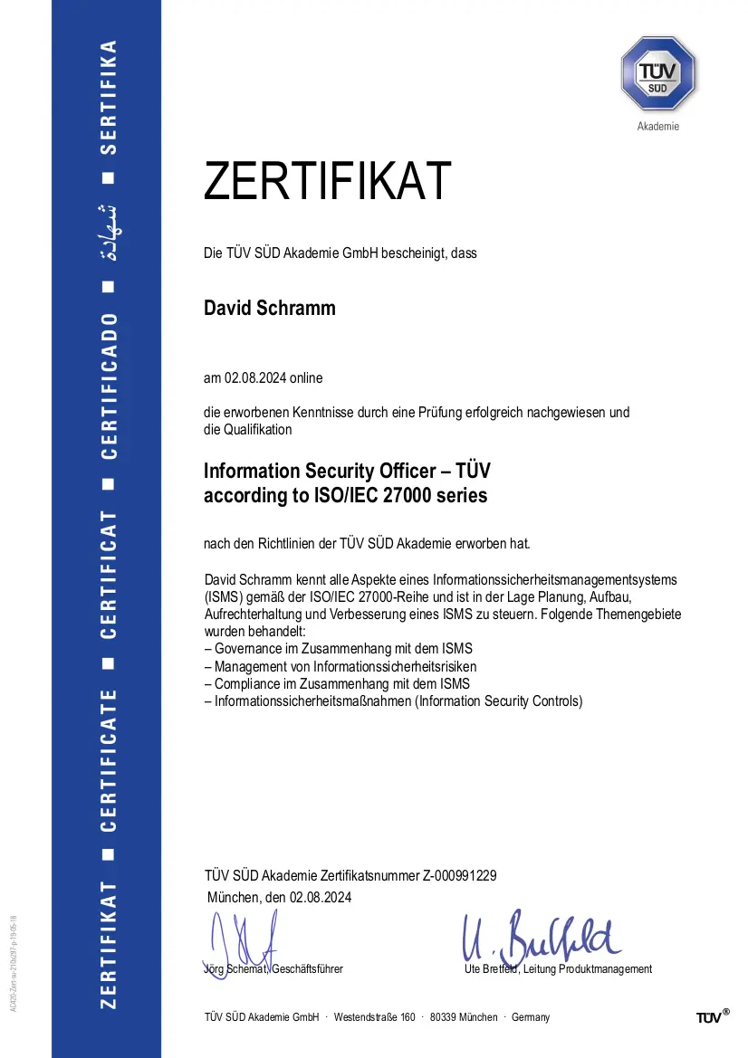 TÜV Süd – Information Security Officer