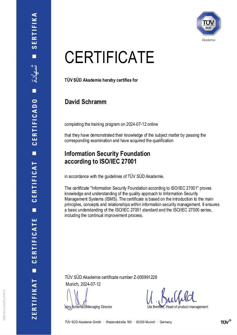 TÜV Süd - Information Security Foundation